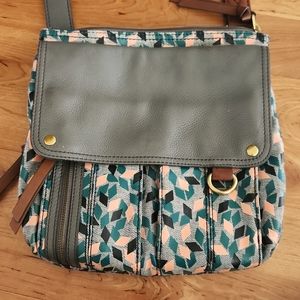 Fossil Morgan Traveler crossbody bag geo pattern
